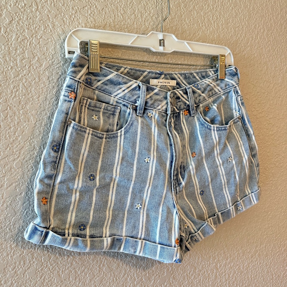 PacSun Light Blue Floral Jean Shorts